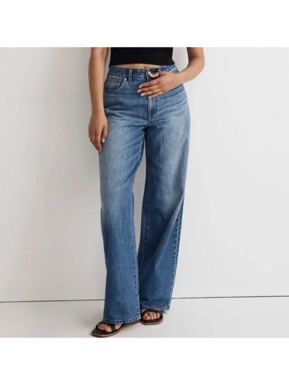 Madewell Curvy Super Wide Leg High Waist Medium Wash Jeans Size 29 Size 8